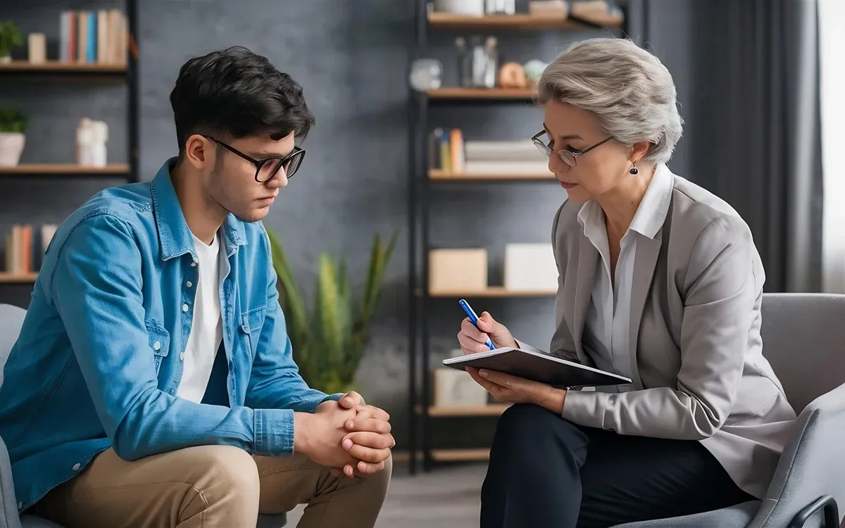 Two colleagues discussing a care plan
