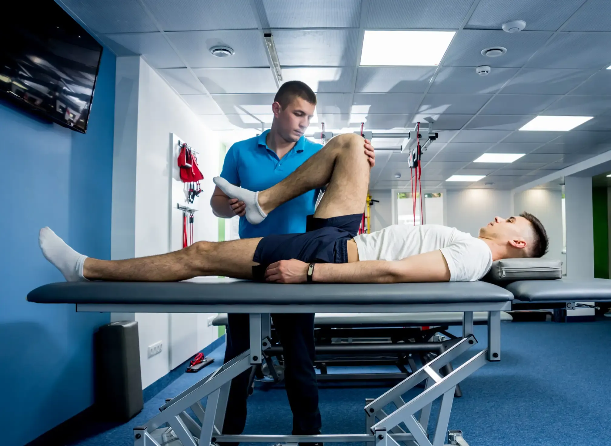 An athlete performing a controlled strength exercise